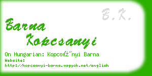 barna kopcsanyi business card